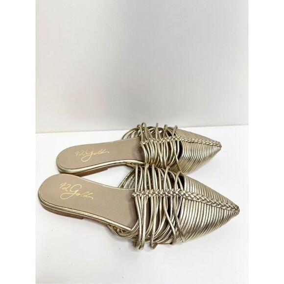 42 Gold Shoes Womens Size 5 Pointed Toe Metallic Leather Mules - Picture 4 of 13